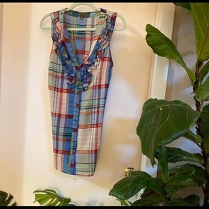 Fei size 8 tunic plaid blouse